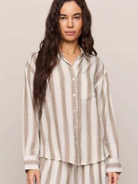 The Perfect Striped Button Up Light Toffee by Z Supply