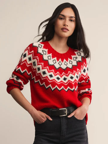 Adornment Fair Isle Sweater Festive Red by Z Supply