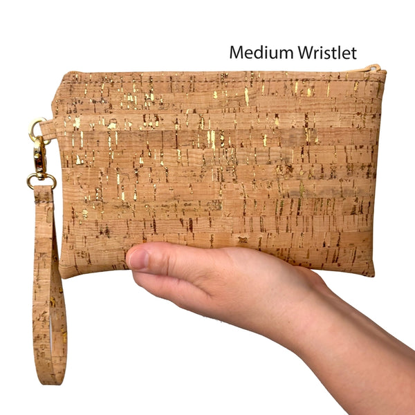 Simple Wristlet Medium Gold Fleck Cork