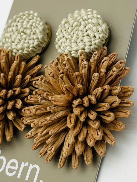 Woven Raffia Flower Drop Earrings by Two Forty Two