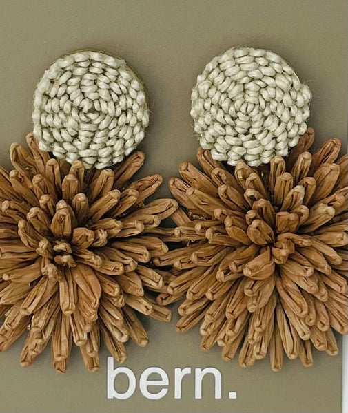 Woven Raffia Flower Drop Earrings by Two Forty Two