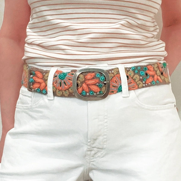 Andean Whisper Embroidered Wool Belt by Coastal Couture