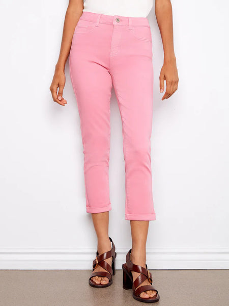 Colored Twill Slim Leg Pants w/ Cuff by Charlie B