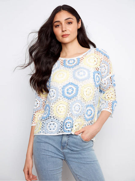 Geometric Crochet Sweater Azure by Charlie B