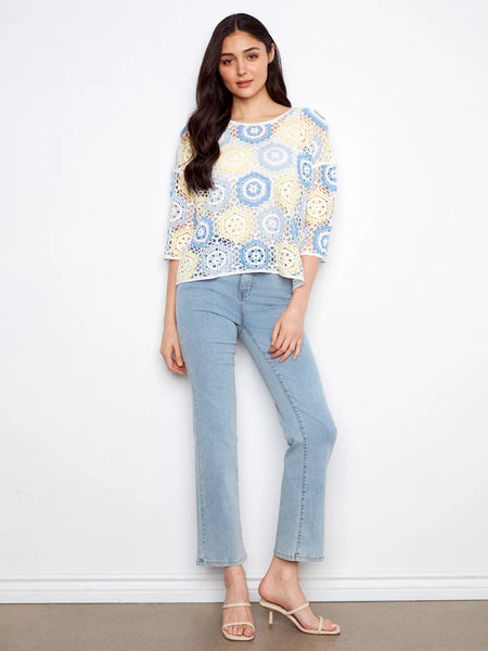 Geometric Crochet Sweater Azure by Charlie B