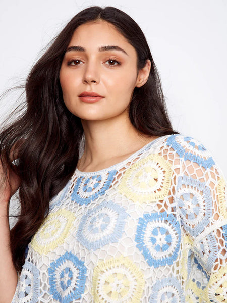 Geometric Crochet Sweater Azure by Charlie B