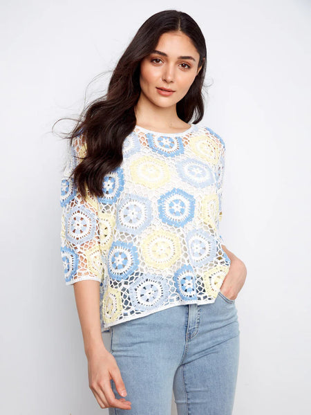Geometric Crochet Sweater Azure by Charlie B