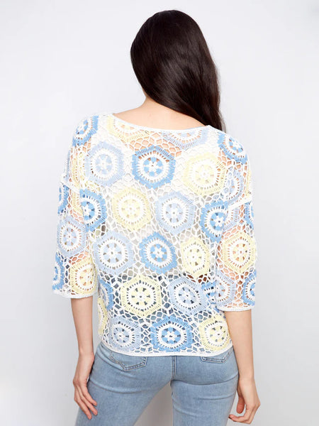 Geometric Crochet Sweater Azure by Charlie B