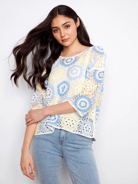 Geometric Crochet Sweater Azure by Charlie B