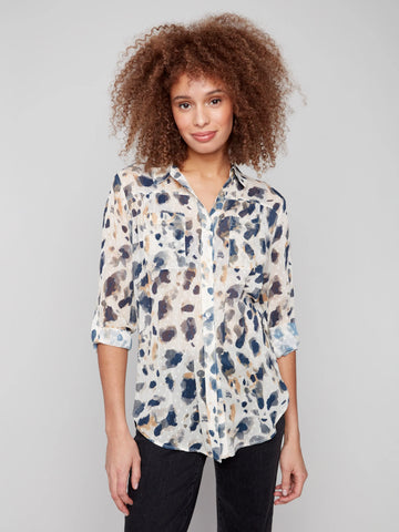 Printed Button-Up Blouse Animal by Charlie B