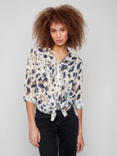 Printed Button-Up Blouse Animal by Charlie B