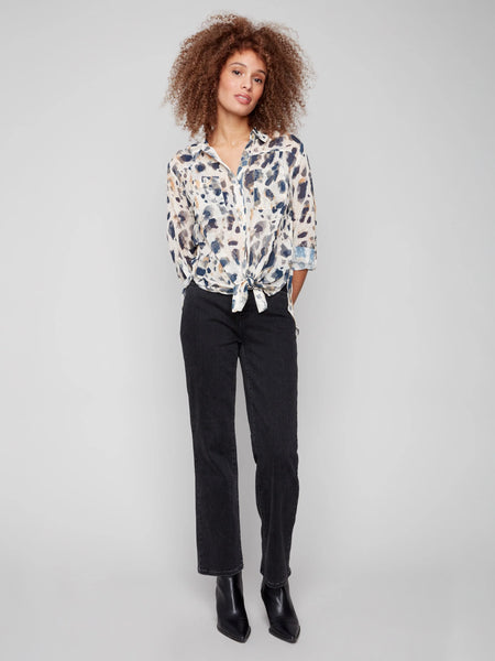 Printed Button-Up Blouse Animal by Charlie B