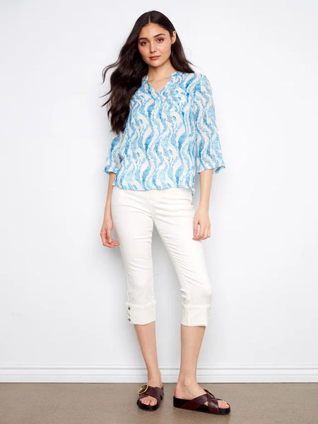 Printed Poll Up Sleeve Gauze Tidevine by Charlie B