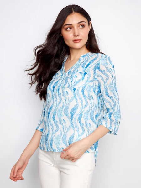 Printed Poll Up Sleeve Gauze Tidevine by Charlie B
