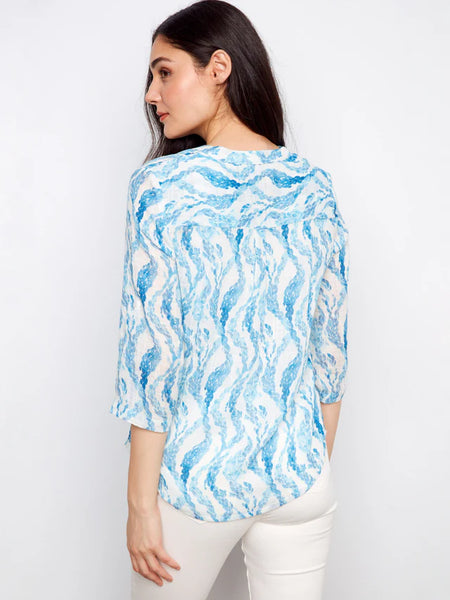 Printed Poll Up Sleeve Gauze Tidevine by Charlie B