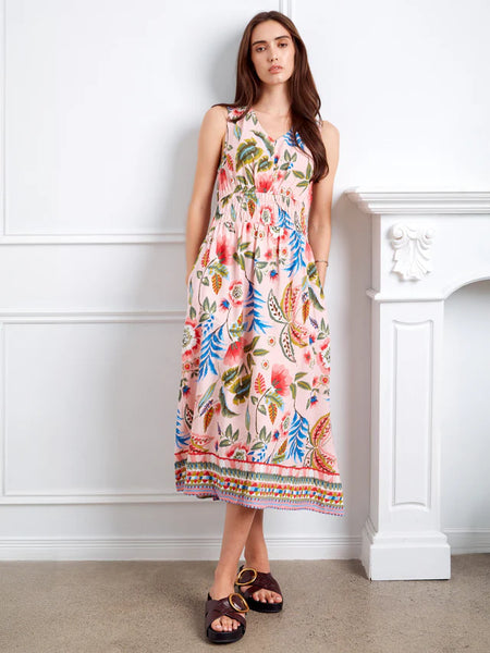 Smocked Printed Viscose Dress by Charlie B