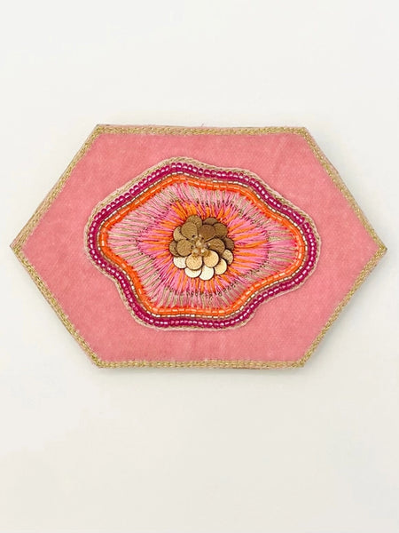 Hand-Beaded Pendant Collar Pink by Two Forty Two
