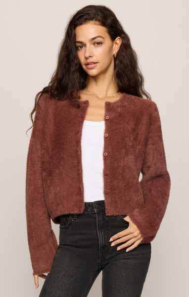 Winterglow Fluffy Cardigan Dark Rosewood by Z Supply