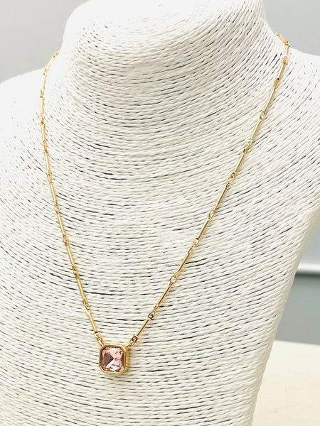 Simple Elegance Pink Pendant Necklace by Two Forty Two