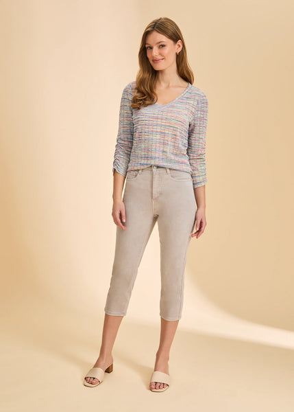 3/4 Sleeve V-Neck Top Rainbow by FDJ