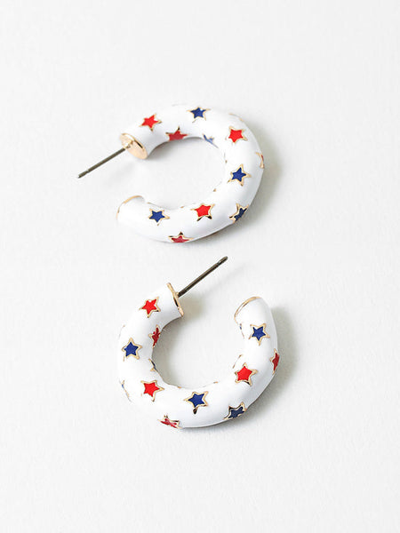 Red & Blue Stars Hoops by Coastal Couture