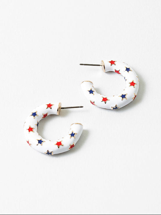 Red & Blue Stars Hoops by Coastal Couture