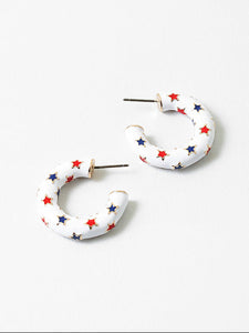 Red & Blue Stars Hoops by Coastal Couture