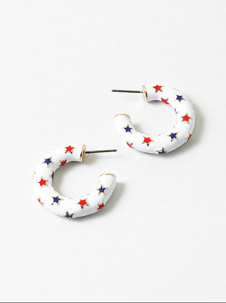 Red & Blue Stars Hoops by Coastal Couture
