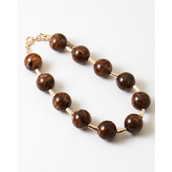 Marbled Chocolate Statement Necklace
