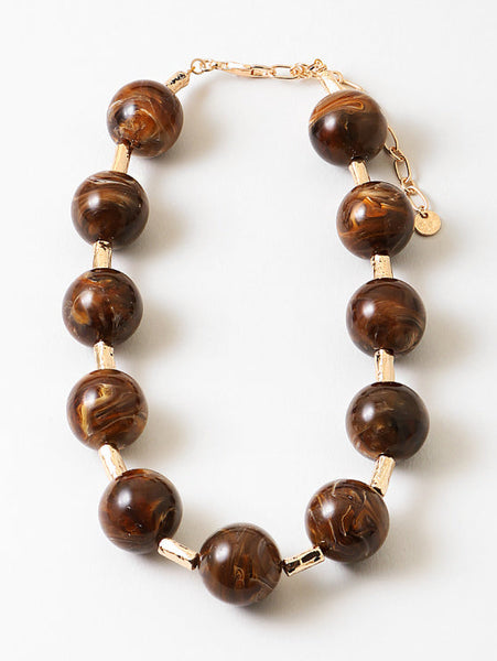 Marbled Chocolate Statement Necklace