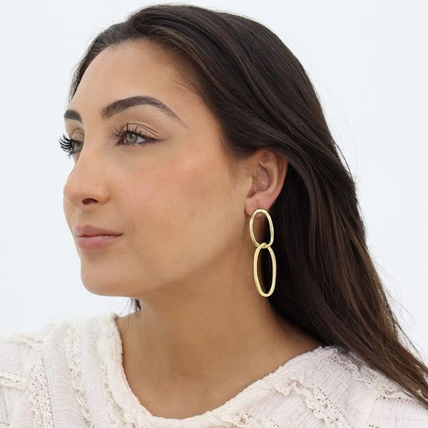 Elongated Link Drop Earrings