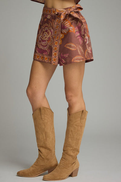 Botanical Wrap Front Skort Terra Cotta by Entro