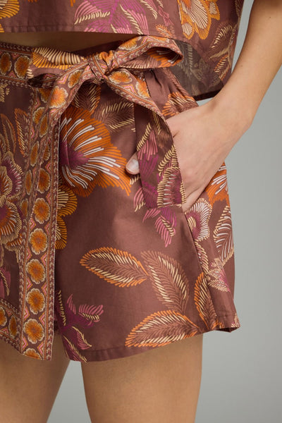 Botanical Wrap Front Skort Terra Cotta by Entro