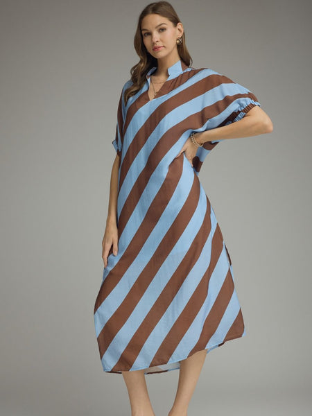 S/S Dolman Stripe Midi Dress by Entro