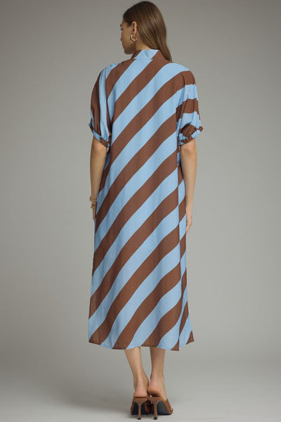 S/S Dolman Stripe Midi Dress by Entro