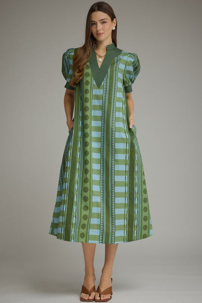 Mixed Geometric Print Dress by Entro