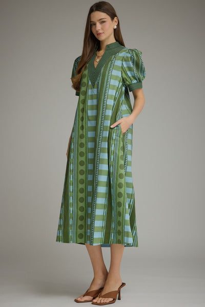 Mixed Geometric Print Dress by Entro