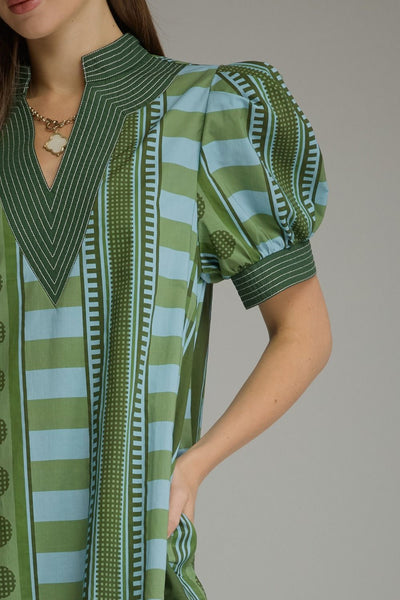 Mixed Geometric Print Dress by Entro