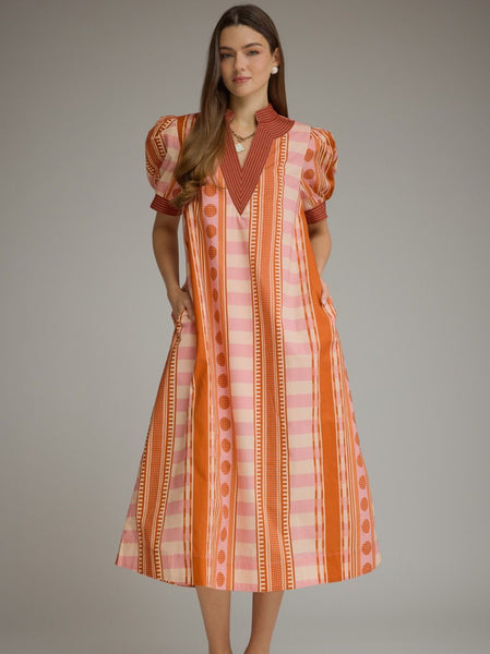 Mixed Geometric Print Dress by Entro