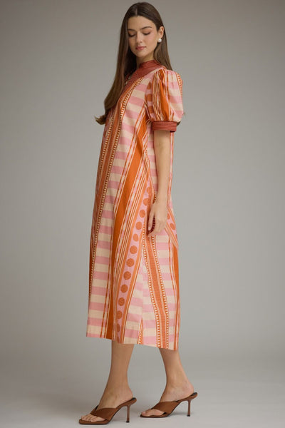 Mixed Geometric Print Dress by Entro