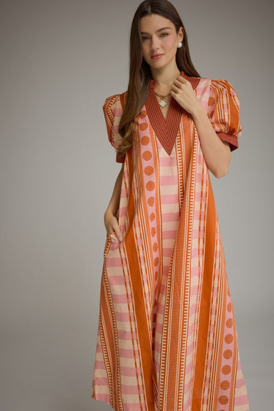 Mixed Geometric Print Dress by Entro