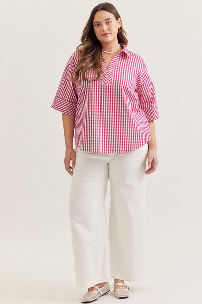 Hot Pink Checked Top by Entro