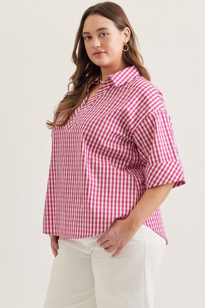 Hot Pink Checked Top by Entro