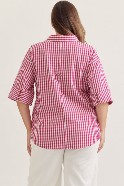 Hot Pink Checked Top by Entro