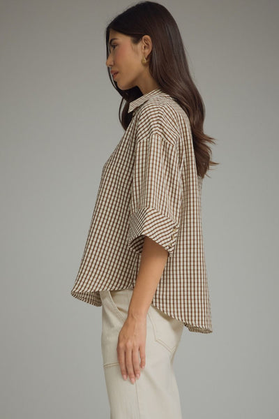 Classic Gingham 3/4 Sleeve Shirt by Entro