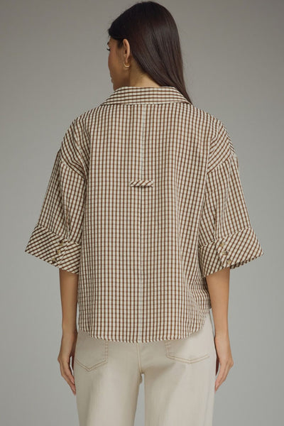 Classic Gingham 3/4 Sleeve Shirt by Entro
