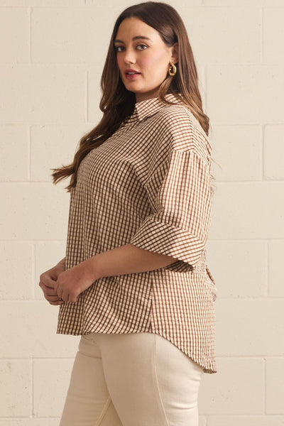 Classic Gingham 3/4 Sleeve Shirt by Entro