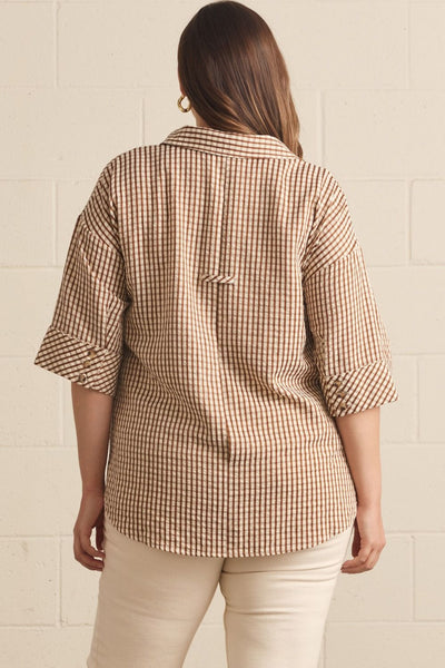 Classic Gingham 3/4 Sleeve Shirt by Entro