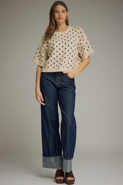 Polka Dot Short Sleeve Sweater by Entro