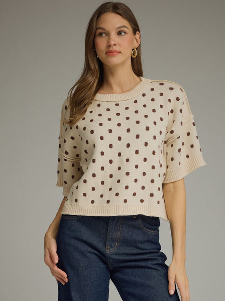 Polka Dot Short Sleeve Sweater by Entro